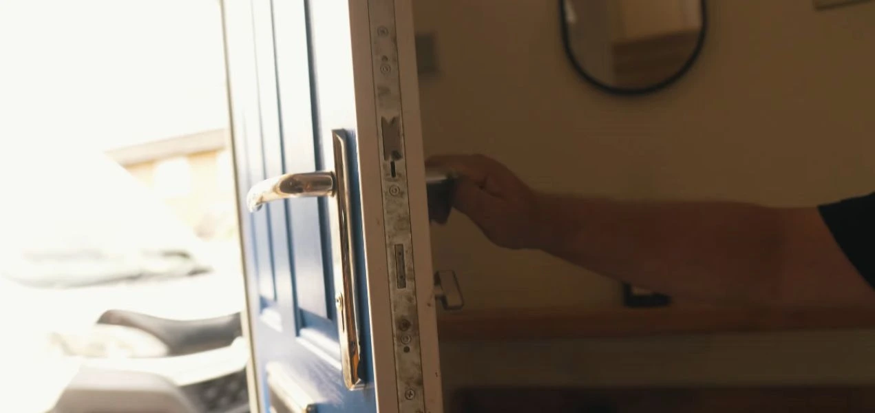 Locksmith repairing a door lock in Wichita Falls